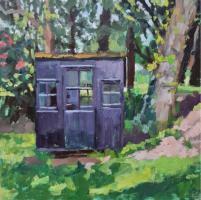 'London, Shaw's Hut', Oil on board, 20cm x 20cm