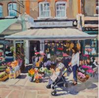 'Flowers in Hampsted', Oil on board, 20cm x 20cm - AAF