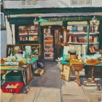 'The Bookshop, Flask Wall', Oil on board 20cm x 20cm