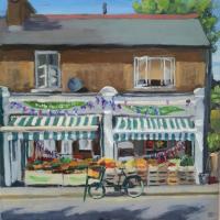 'Bunting & Twp Peas in a Pod', Image size 20cm x 20cm, mounted 35cm x 34cm  