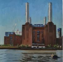 'Battersea Power Station', Oil on board, 25cm x 25cm