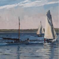 'Catching the Evening Breeze', Oil on board, 20cm x 20cm. Available from The Waterside Gallery - see link on home page