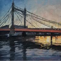 'Chelsea Sunset', Oil on board, 20cm x 20cm