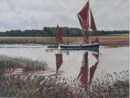 'Red Sails', Oil on canvas, 30cm x 40cm