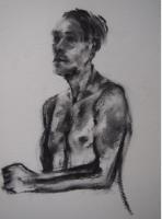 Punchinello, upper body' Charcoal