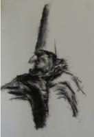 Punchinello, upper body' Charcoal