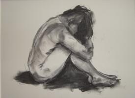 'Life Class Sketch 1' Charcoal 30 x 40