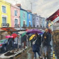 'Portobello Rain', Image size 20cm x 20cm, mounted 35cm x 34cm  