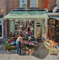 'Garden Flowers', Image size 20cm x 20cm, mounted 35cm x 34cm  